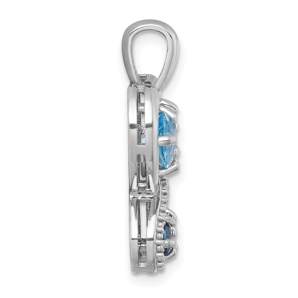SS RH-pltd Polished LSBT and London BT Heart Butterfly Pendant