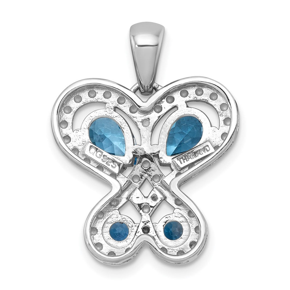 SS RH-pltd Polished LSBT and London BT Heart Butterfly Pendant