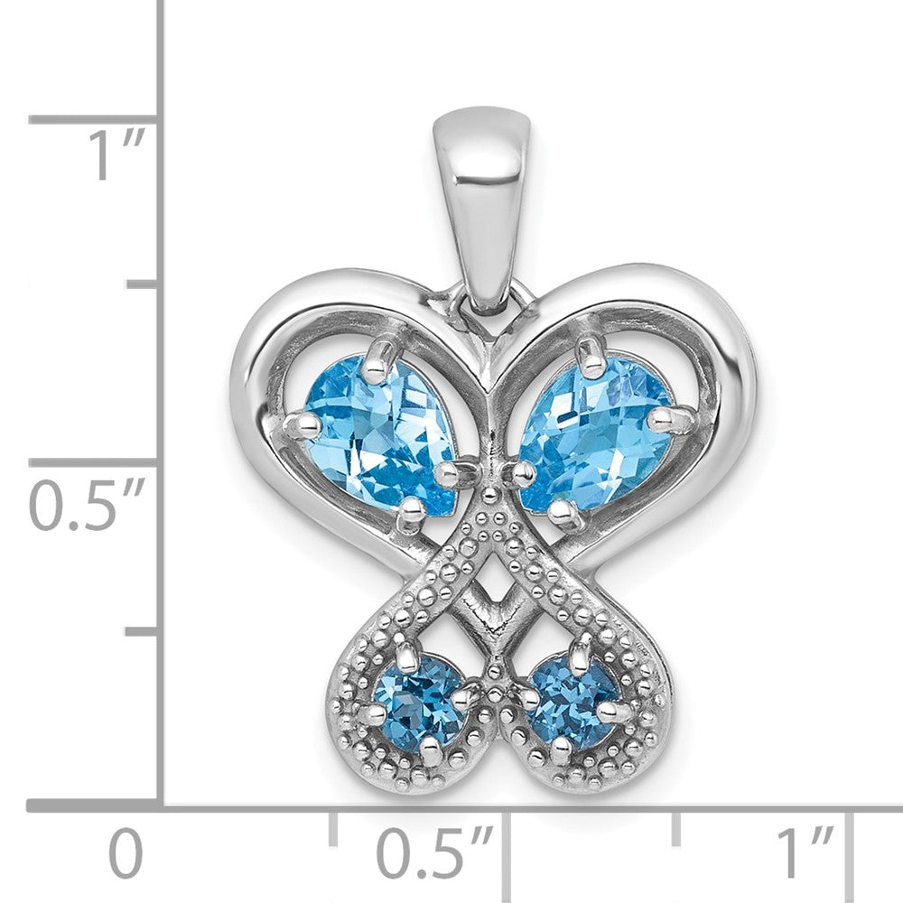 SS RH-pltd Polished LSBT and London BT Heart Butterfly Pendant