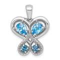 SS RH-pltd Polished LSBT and London BT Heart Butterfly Pendant