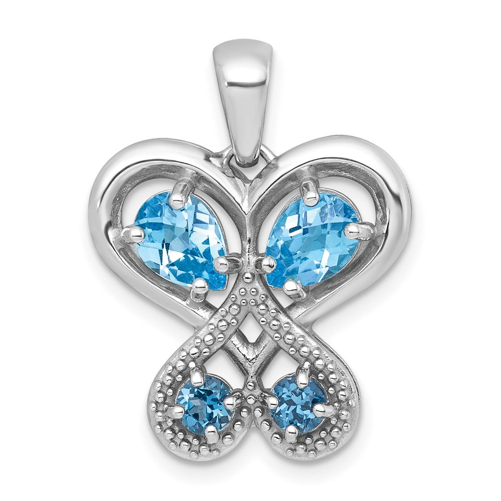 SS RH-pltd Polished LSBT and London BT Heart Butterfly Pendant