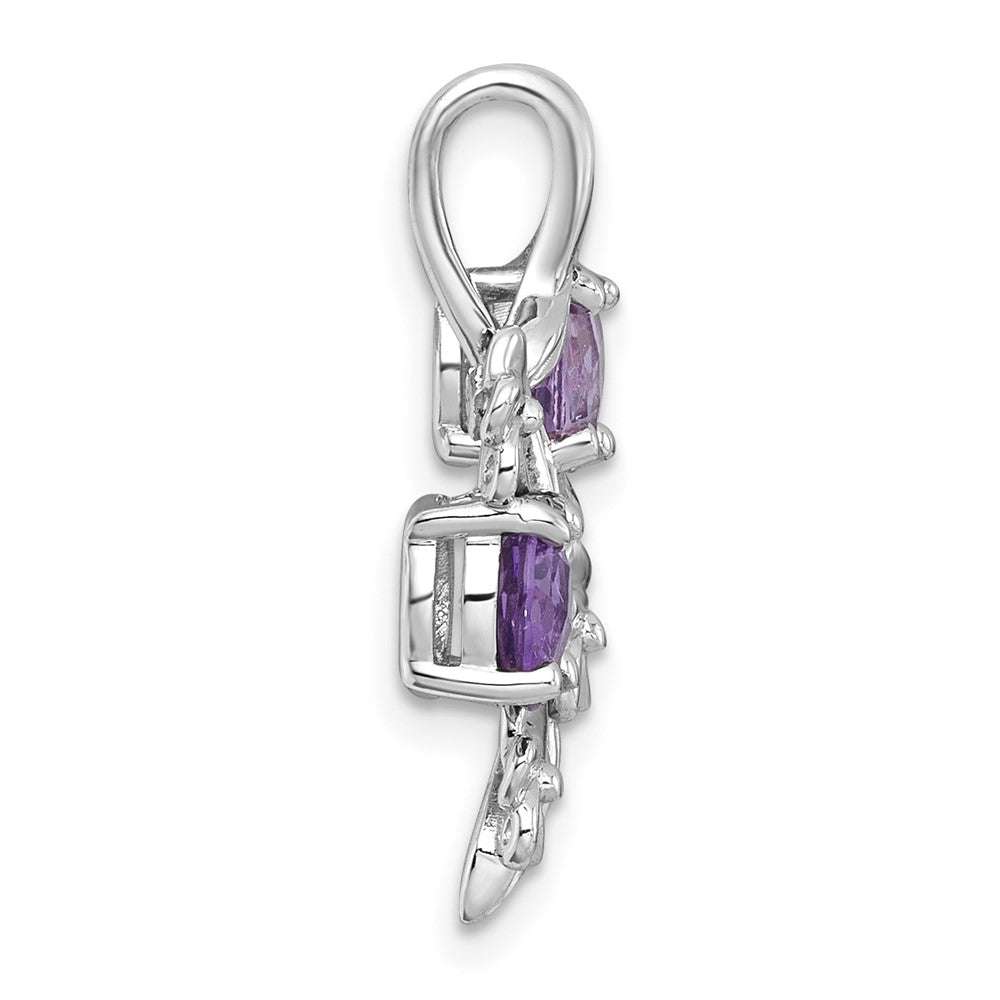 SS RH-pltd Textured AM/Rose de France Quartz Floral Chain Slide