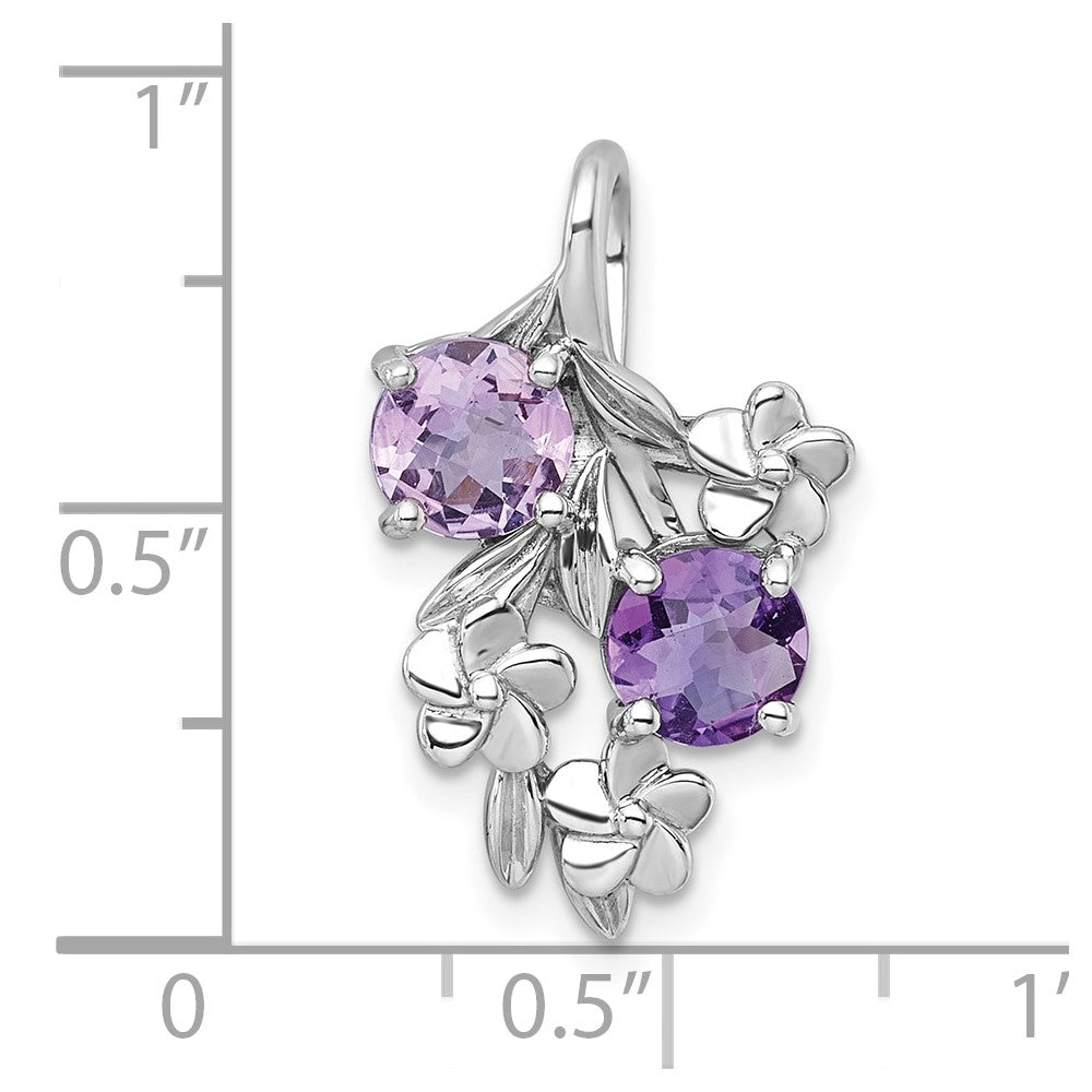 SS RH-pltd Textured AM/Rose de France Quartz Floral Chain Slide