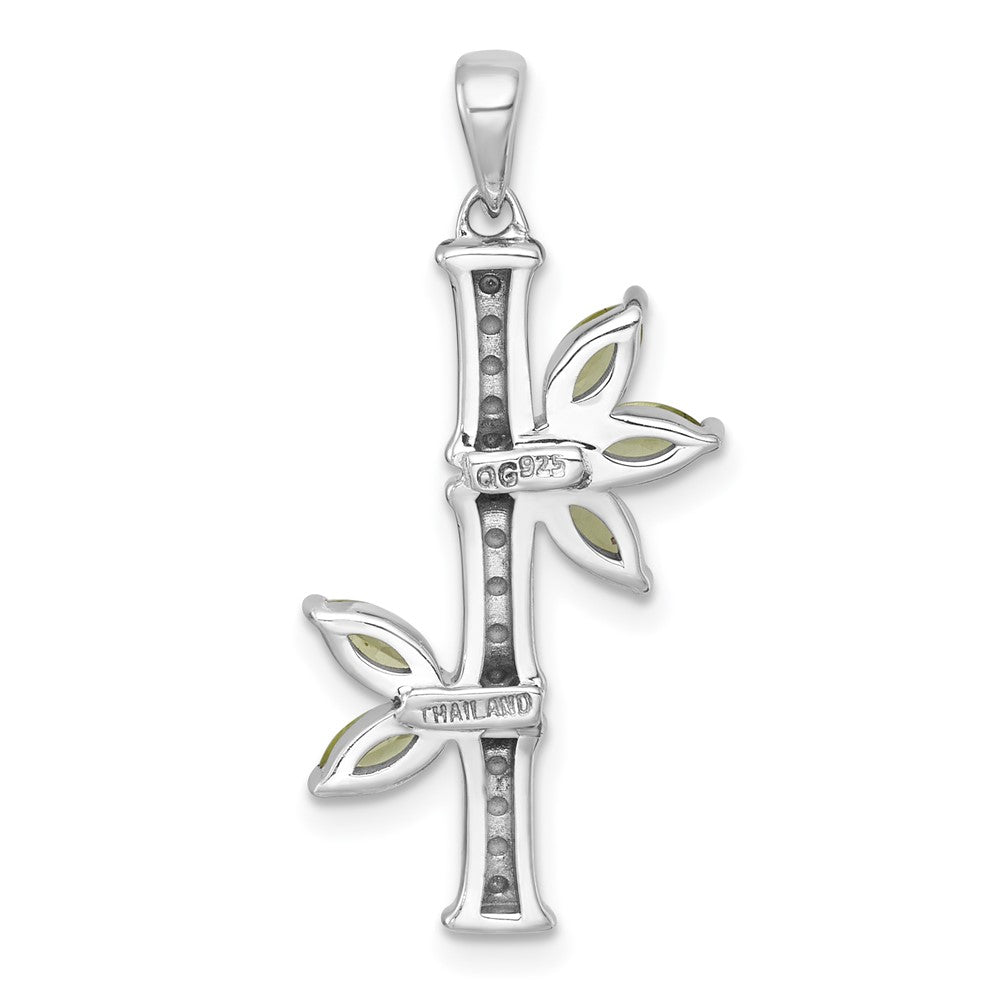 Sterling Silver RH-plated Polished Fancy Peridot Bamboo Pendant