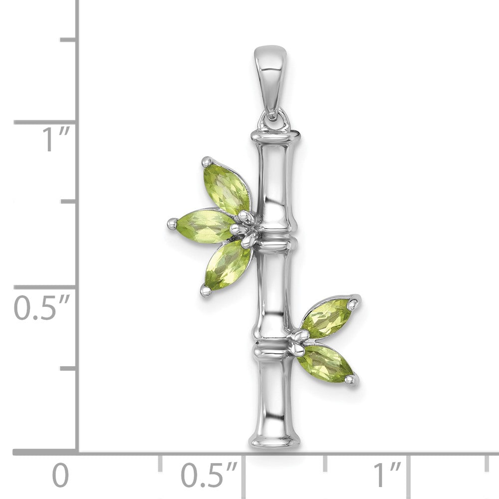Sterling Silver RH-plated Polished Fancy Peridot Bamboo Pendant