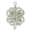 SS RH-plated Polished Peridot and White Topaz Clover Pendant