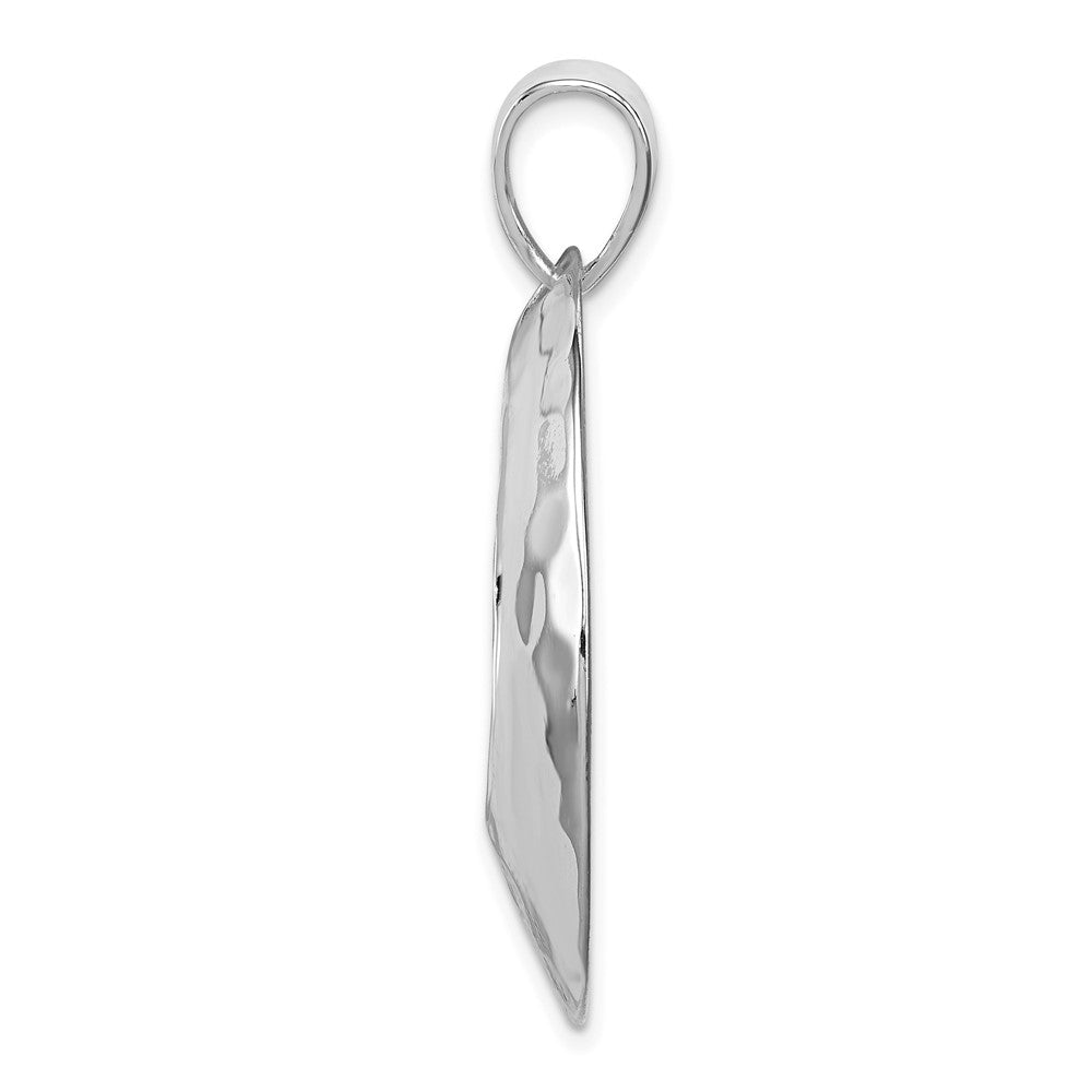 Sterling Silver Rhodium-plated Hammered Circle Pendant