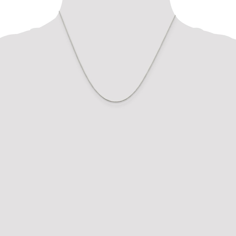 Sterling Silver Rhodium-plated .6mm Mirror Box Chain w/ ext.
