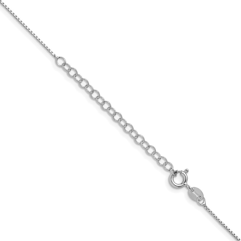 Sterling Silver Rhodium-plated .6mm Mirror Box Chain w/ ext.