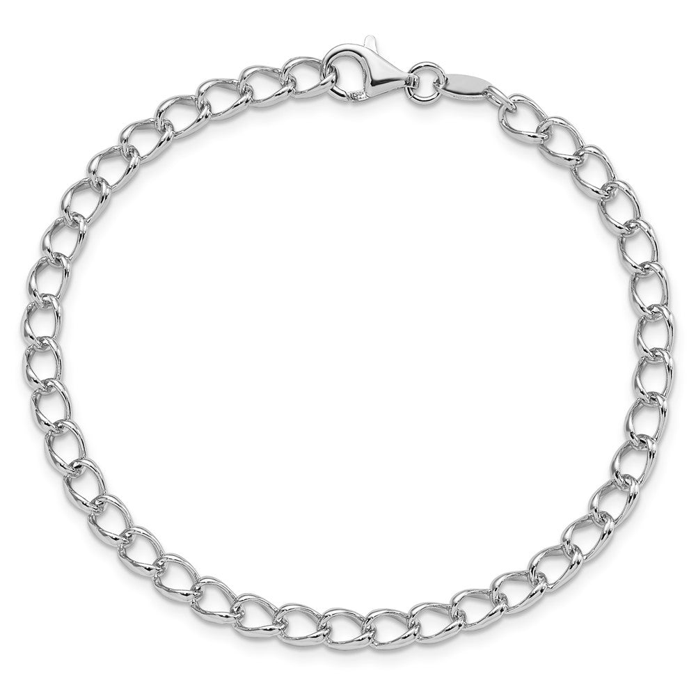 Sterling Silver Amore La Vita Rhodium-pl Curb Chain Charm Bracelet