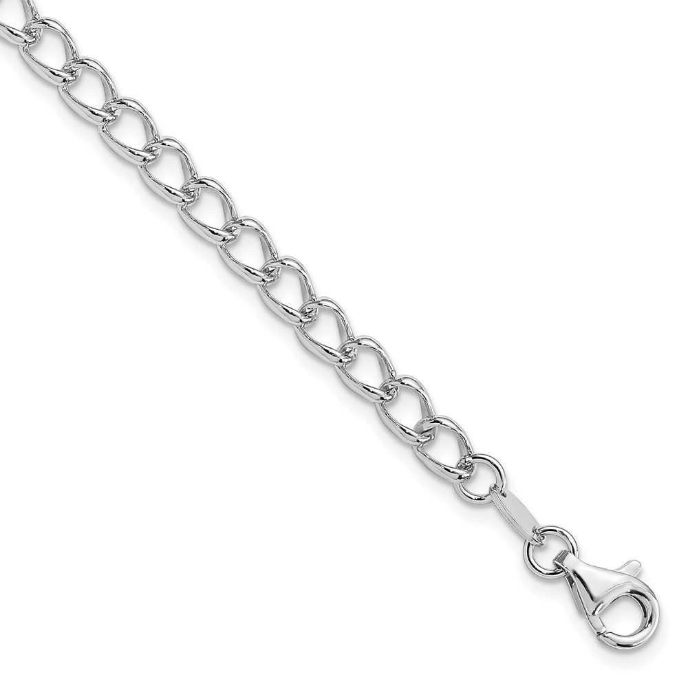 Sterling Silver Amore La Vita Rhodium-pl Curb Chain Charm Bracelet