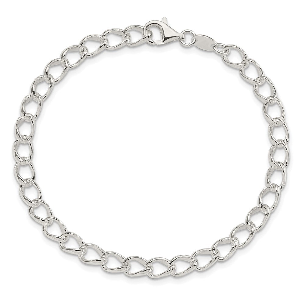 Sterling Silver Amore La Vita Rhodium-pl Curb Chain Charm Bracelet