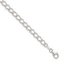 Sterling Silver Amore La Vita Rhodium-pl Curb Chain Charm Bracelet