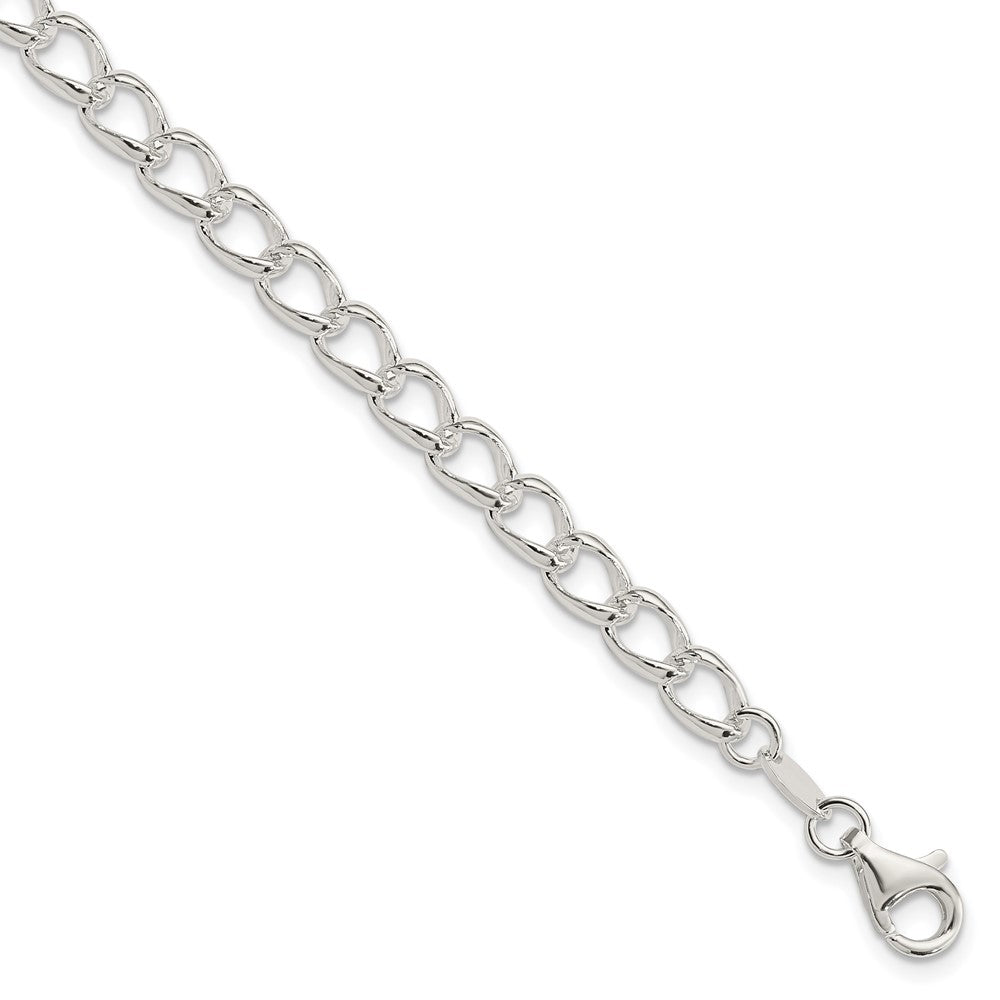 Sterling Silver Amore La Vita Rhodium-pl Curb Chain Charm Bracelet