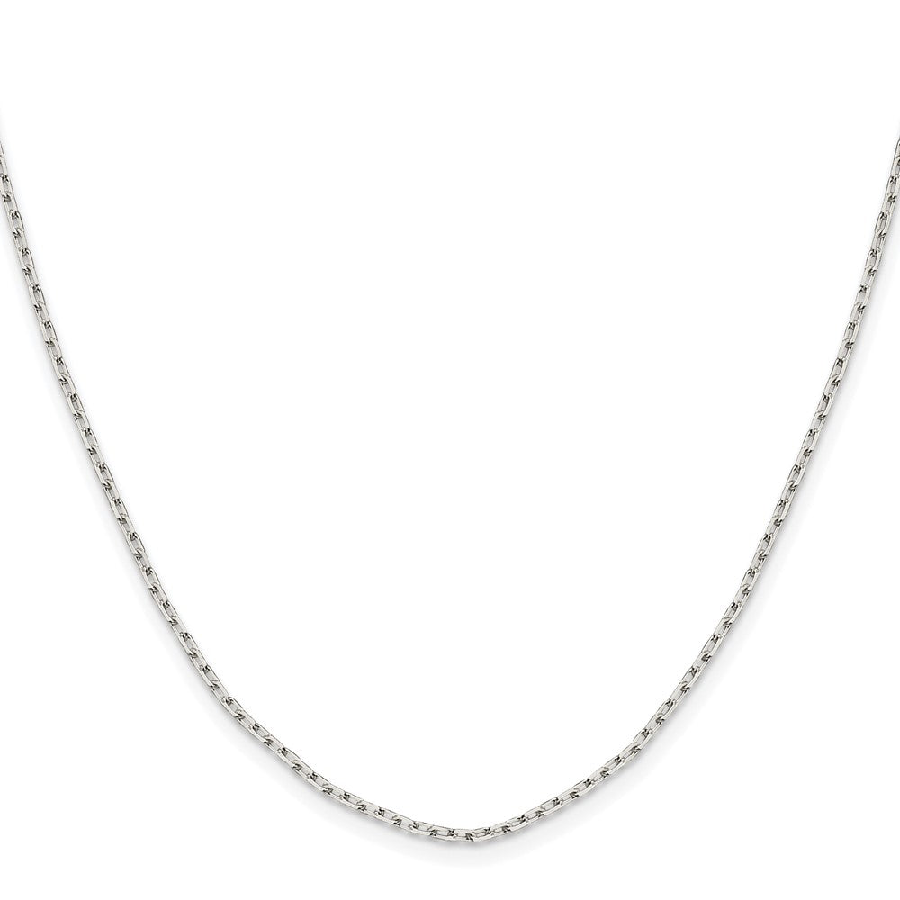 Sterling Silver Rhodium-plated 1.65mm Diamond-cut Long Link Cable Chain w/2