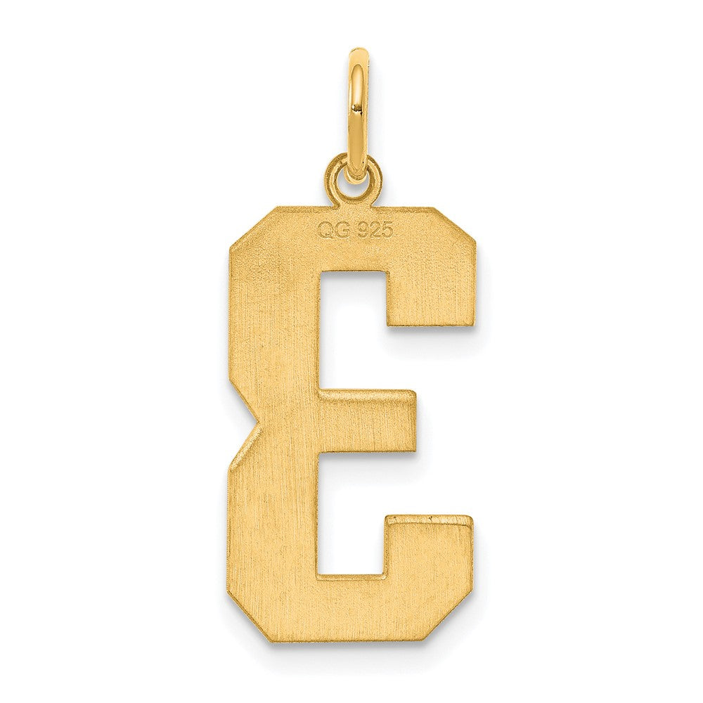 Sterling Silver/Gold Plated Polished Number 3 Charm