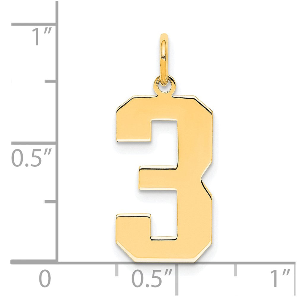 Sterling Silver/Gold Plated Polished Number 3 Charm