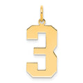 Sterling Silver/Gold Plated Polished Number 3 Charm