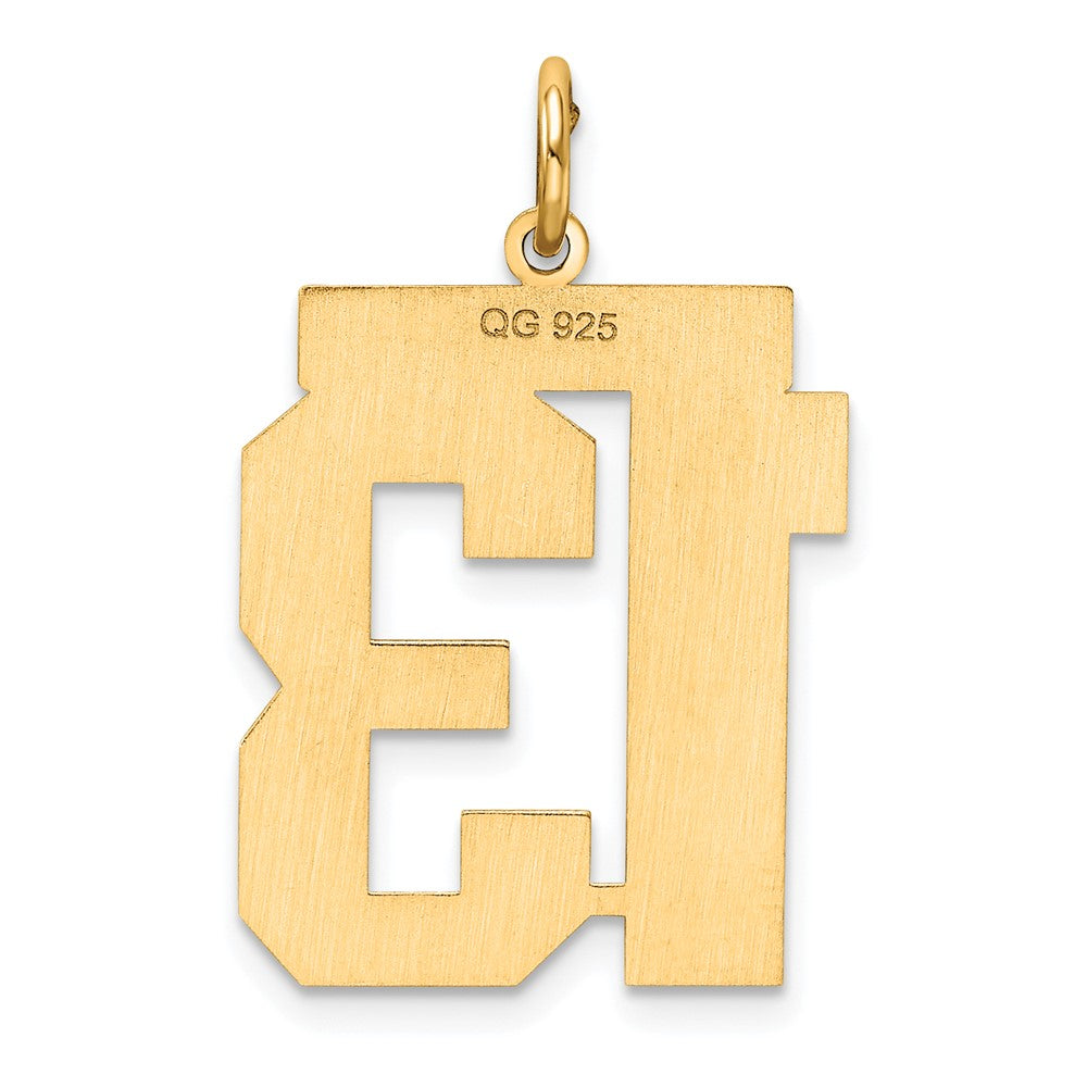 Sterling Silver/Gold-plated Polished Number 13 Charm