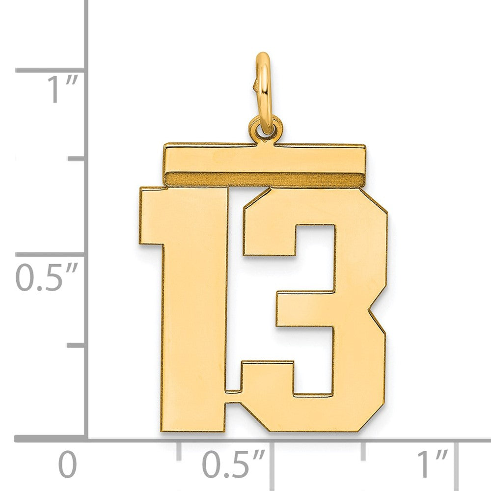 Sterling Silver/Gold-plated Polished Number 13 Charm