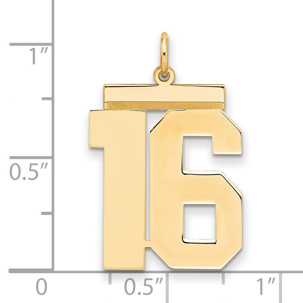 Sterling Silver Gold plated Polished Number 16 Charm