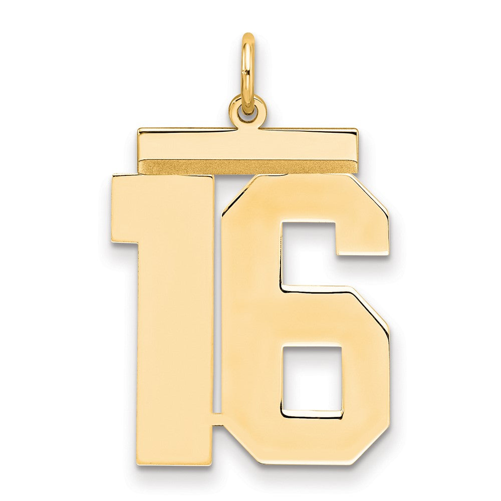 Sterling Silver Gold plated Polished Number 16 Charm