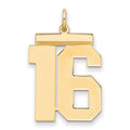Sterling Silver Gold plated Polished Number 16 Charm