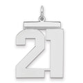 Sterling Silver/Rhodium-plated Polished Number 21 Charm