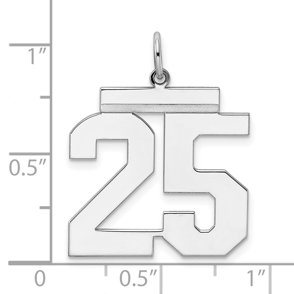 Sterling Silver/Rhodium-plated Polished Number 25 Charm