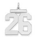 Sterling Silver/Rhodium-plated Polished Number 26 Charm