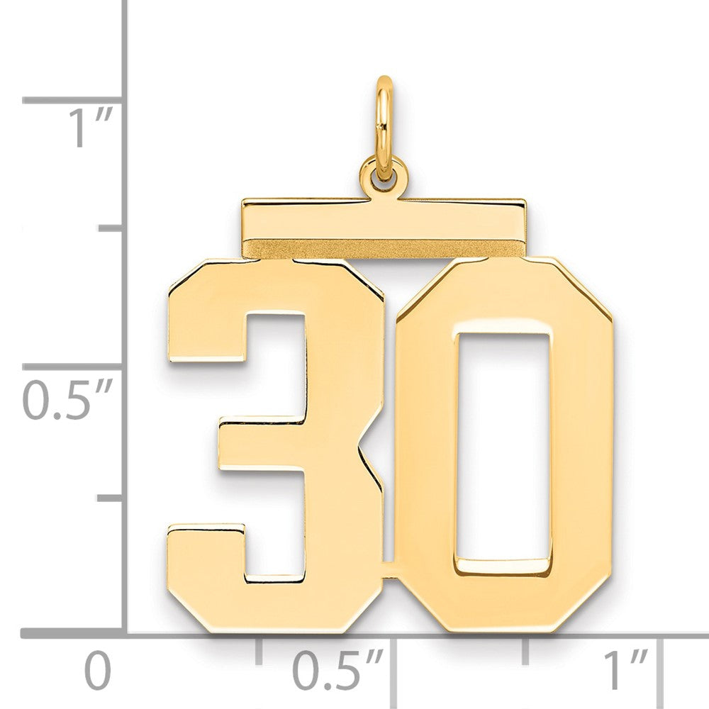 Sterling Silver/Gold-plated Polished Number 30 Charm