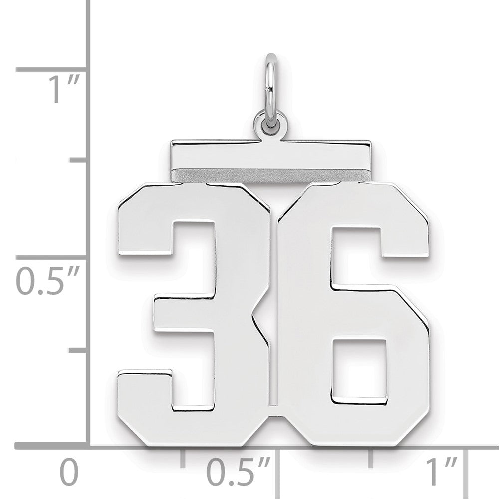 Sterling Silver/Rhodium-plated Polished Number 36 Charm