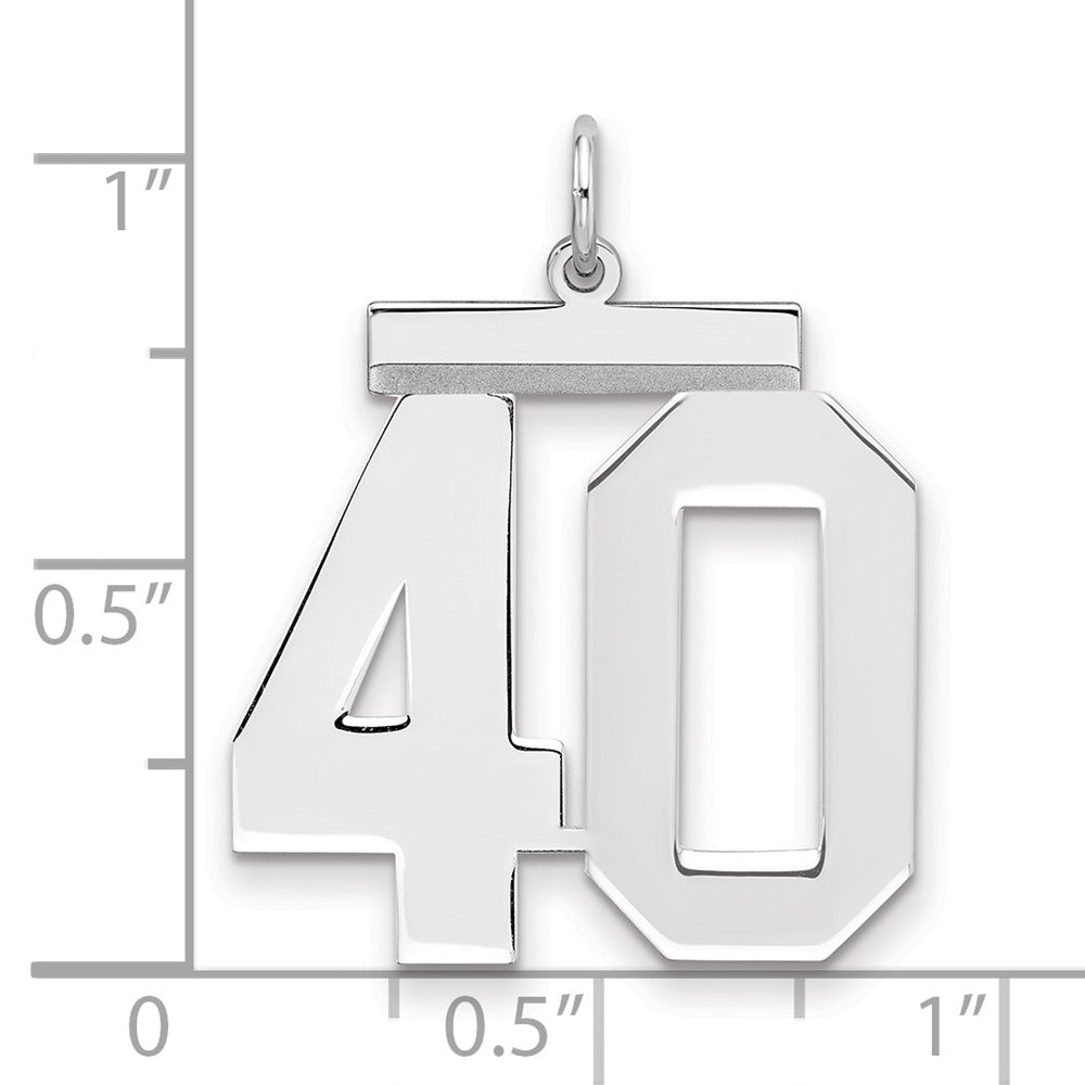 Sterling Silver/Rhodium-plated Polished Number 40 Charm