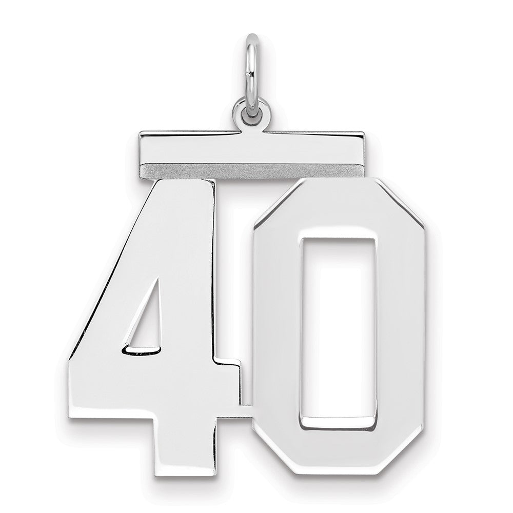 Sterling Silver/Rhodium-plated Polished Number 40 Charm