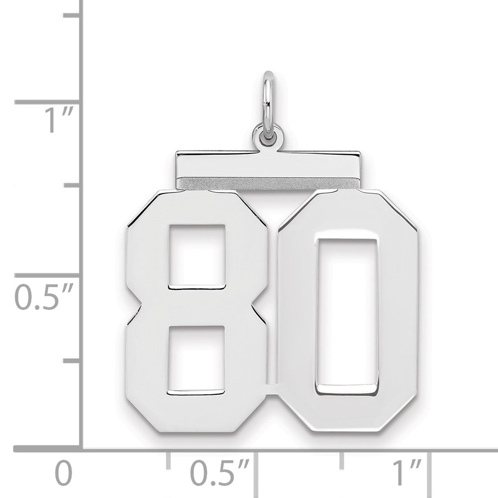 Sterling Silver/Rhodium-plated Polished Number 80 Charm
