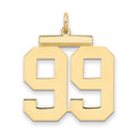 Sterling Silver Gold plated Polished Number 99 Charm