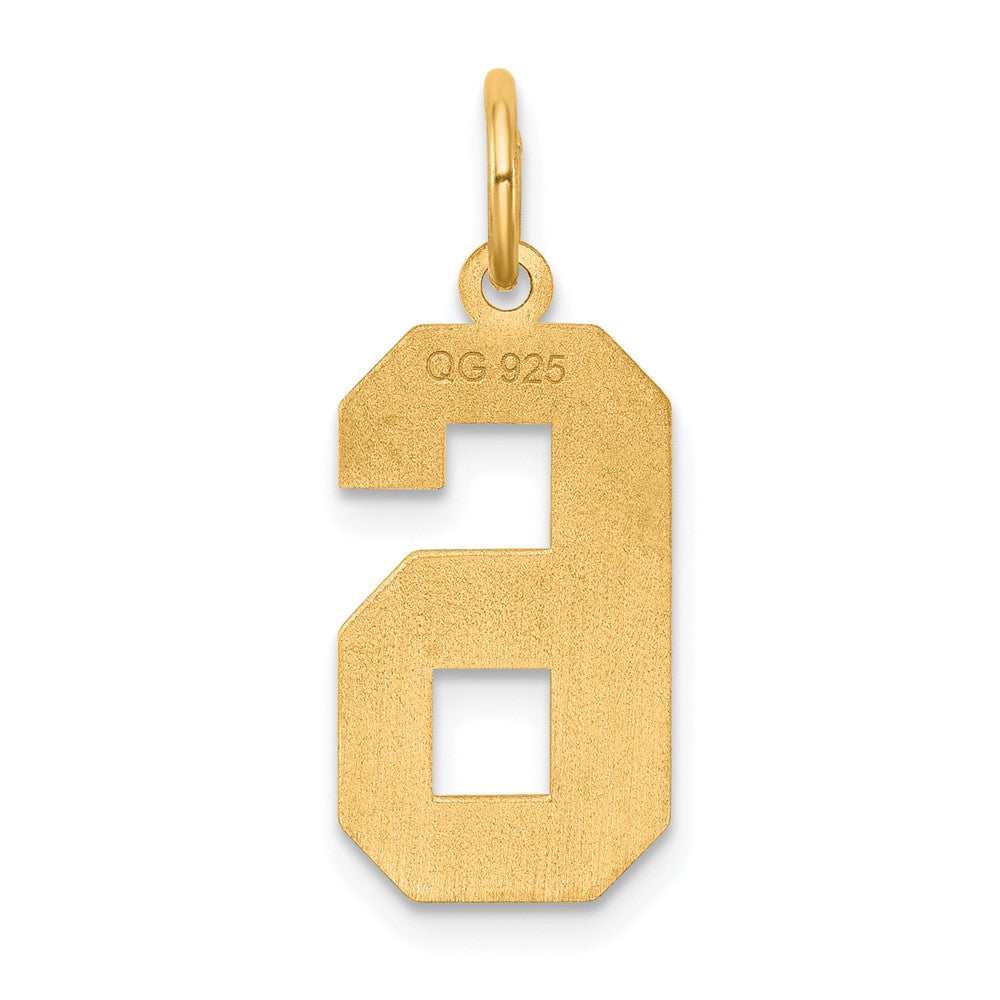 Sterling Silver/Gold-plated Satin Number 6 Charm