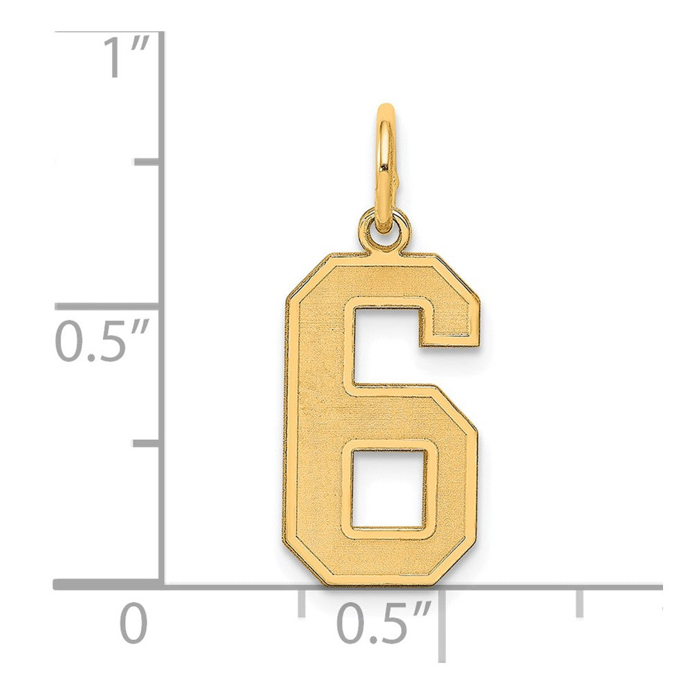 Sterling Silver/Gold-plated Satin Number 6 Charm
