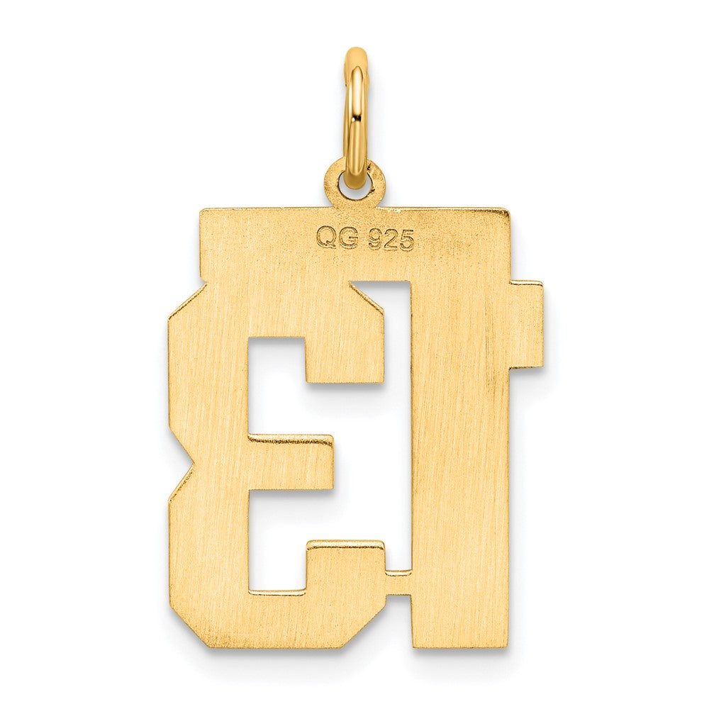 Sterling Silver/Gold-plated Satin Number 13 Charm