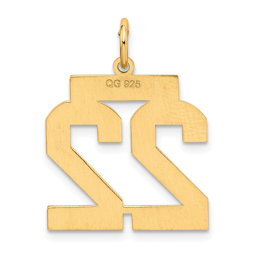 Sterling Silver/Gold-plated Satin Number 22 Charm