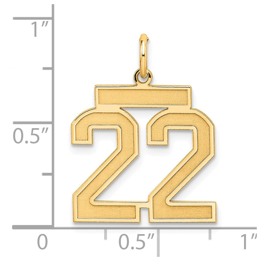 Sterling Silver/Gold-plated Satin Number 22 Charm