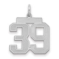 Sterling Silver/Rhodium-plated Satin Number 39 Charm
