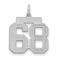 Sterling Silver/Rhodium-plated Satin Number 68 Charm