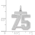 Sterling Silver/Rhodium-plated Satin Number 75 Charm