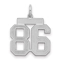 Sterling Silver/Rhodium-plated Satin Number 86 Charm