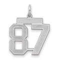 Sterling Silver/Rhodium-plated Satin Number 87 Charm