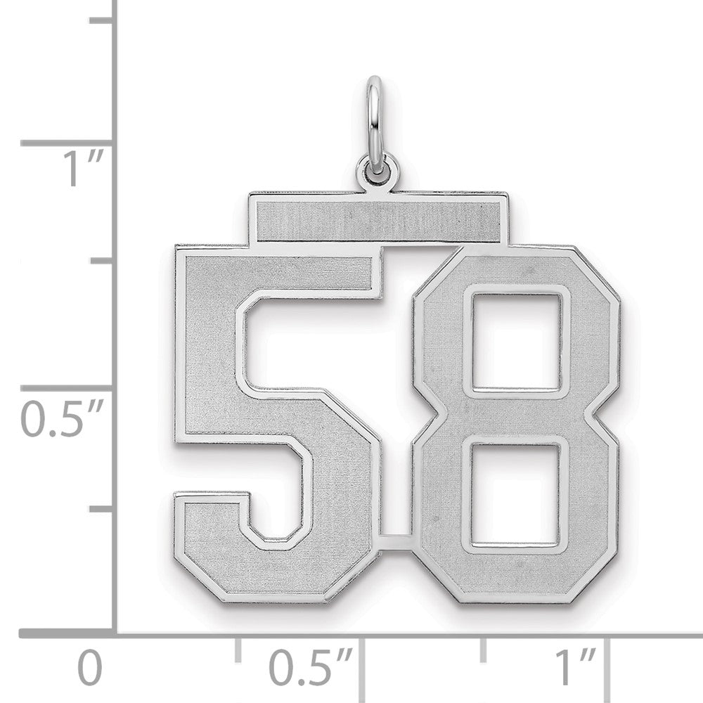 Sterling Silver/Rhodium-plated Satin Number 58 Charm