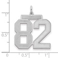 Sterling Silver/Rhodium-plated Satin Number 82 Charm