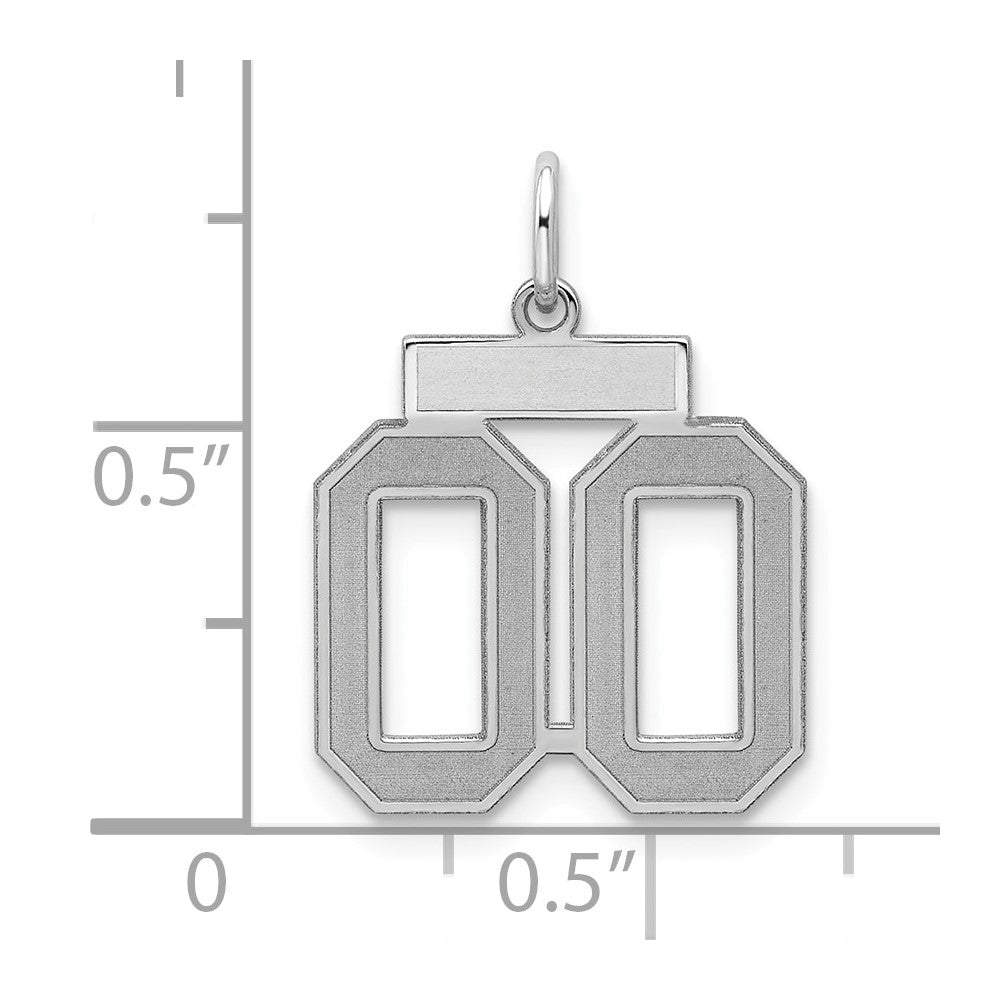 Sterling Silver Rhodium-plated Small Satin Number 00