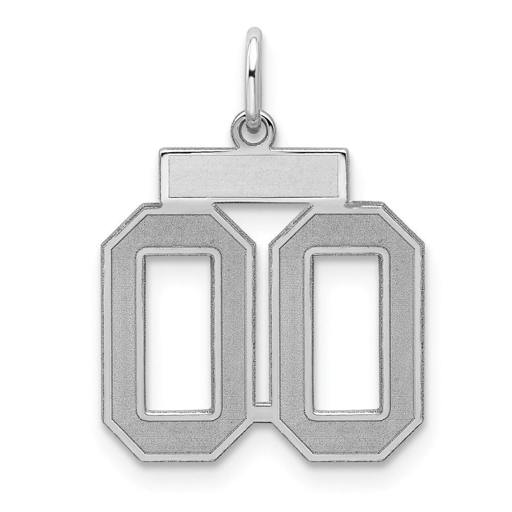 Sterling Silver Rhodium-plated Small Satin Number 00